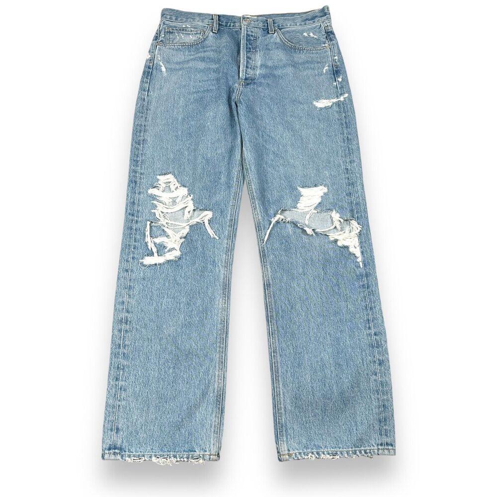 Agolde 90’s Mid Rise Jean Women’s 30 Blue Denim Cotton Loose Baggy Distressed